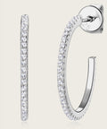 Inlaid Moissanite 925 Sterling Silver C - Hoop Earrings - Post & Poppy