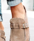 Round Toe Low Heel Buckle Loafers - Post & Poppy