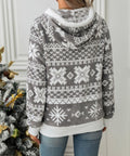 Drawstring Snowflake Zip Up Hooded Outerwear - Post & Poppy