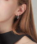 Inlaid Moissanite 925 Sterling Silver C - Hoop Earrings - Post & Poppy