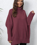 Turtle Neck Long Sleeve Ribbed Sweater - Post & Poppy