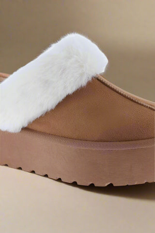 Weeboo Thick Bottom Fur Trim Snow Slippers - Post & Poppy