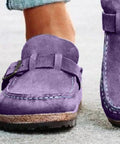 Round Toe Low Heel Buckle Loafers - Post & Poppy