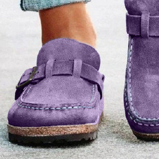 Round Toe Low Heel Buckle Loafers - Post & Poppy