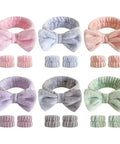 2/3Pcs Bow Headband Wristband Set Towel Elastic Soft Washing Face Shower Make up Yoga Sports Skincare Headband for Women Girls - Post & Poppy