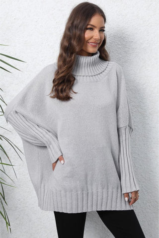 Turtle Neck Long Sleeve Ribbed Sweater - Post & Poppy
