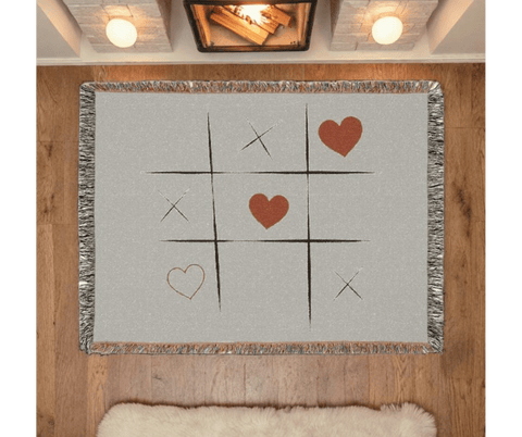 Tic - Tac - Toe Heart Valentine's Day Woven Blanket - Post & Poppy