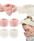 2/3Pcs Bow Headband Wristband Set Towel Elastic Soft Washing Face Shower Make up Yoga Sports Skincare Headband for Women Girls - Post & Poppy