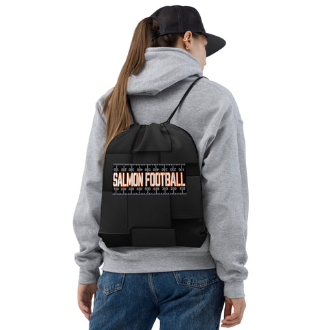 Salmon Football Field Drawstring bag