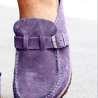 Round Toe Low Heel Buckle Loafers - Post & Poppy