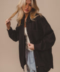 BiBi Button Up Washed Jacket with Pockets - Post & Poppy