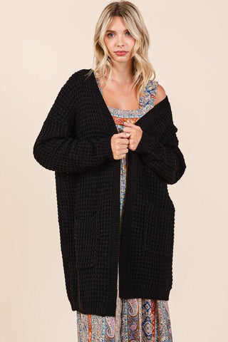 Mittoshop Open Front Long Sleeve Longline Cardigan - Post & Poppy