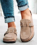 Round Toe Low Heel Buckle Loafers - Post & Poppy