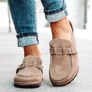 Round Toe Low Heel Buckle Loafers - Post & Poppy