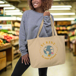 Be Kind to Our Planet Organic Cotton Tote Bag – Eco - Friendly Reusable Grocery Bag - Post & Poppy