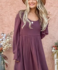 Square neckline and lace back detail on button-down dress