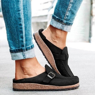 Round Toe Low Heel Buckle Loafers - Post & Poppy