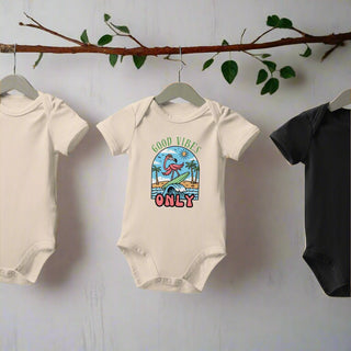 Good Vibes Only Flamingo Baby Bodysuit – Organic Cotton Onesie - Post & Poppy