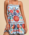 blue floral sleeveless mini dress perfect for summer outfit
