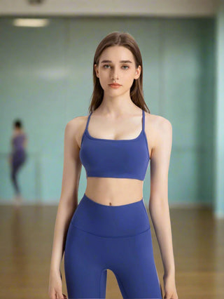 Fitness outfit in navy blue for gym or studio
