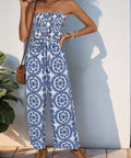 Wide Leg Strapless Jumpsuit – Boho Tube Top with Tied Waist - Post & Poppy