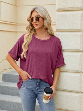 Relaxed Fit Round Neck Half Sleeve Tee – Soft Stretch Everyday T-Shirt - Post & Poppy