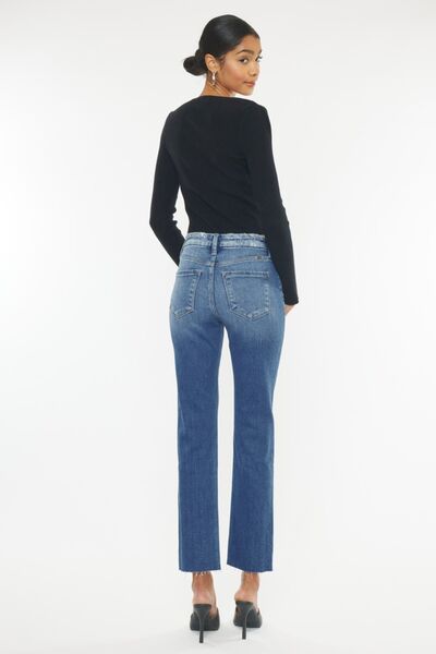 Kancan High Rise Wide Waistband Slim Straight Jeans - Post & Poppy