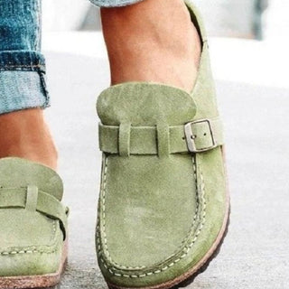 Round Toe Low Heel Buckle Loafers - Post & Poppy
