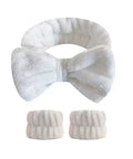 2/3Pcs Bow Headband Wristband Set Towel Elastic Soft Washing Face Shower Make up Yoga Sports Skincare Headband for Women Girls - Post & Poppy