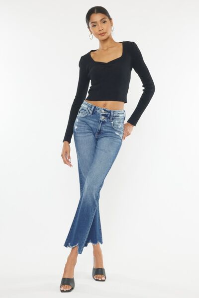 Kancan High Rise Wide Waistband Slim Straight Jeans - Post & Poppy