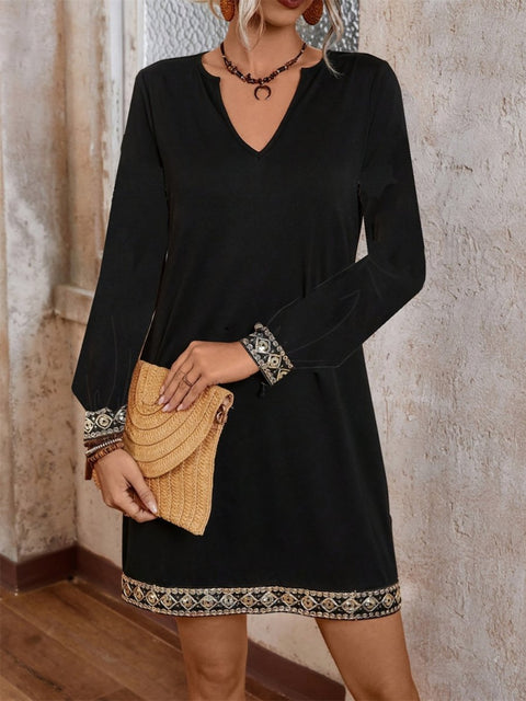 Embroidered Long Sleeve Mini Dress