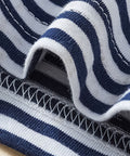 close up of soft cotton striped fabric used in boys polo shirt