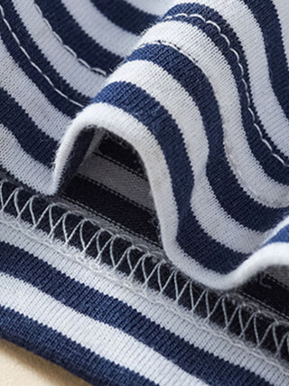 close up of soft cotton striped fabric used in boys polo shirt