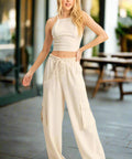 Oatmeal Crop Top and Cargo Pants Set - Post & Poppy
