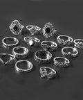 15 - Piece Stackable Silver Ring Set for Women - Post & Poppy