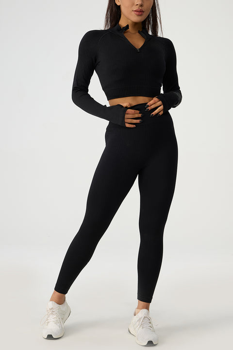 Quarter Zip Top and High Waisted Leggings Active Set