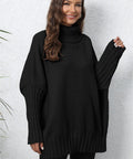 Turtle Neck Long Sleeve Ribbed Sweater - Post & Poppy