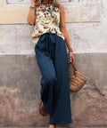 Printed Tank Top and Wide Leg Pants Set - Post & Poppy