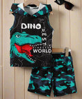 Dino Hoodie Tank & Camo Shorts Set – Boy's Summer Outfit - Post & Poppy