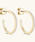 Inlaid Moissanite 925 Sterling Silver C - Hoop Earrings - Post & Poppy