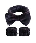 2/3Pcs Bow Headband Wristband Set Towel Elastic Soft Washing Face Shower Make up Yoga Sports Skincare Headband for Women Girls - Post & Poppy