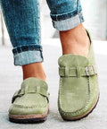 Round Toe Low Heel Buckle Loafers - Post & Poppy
