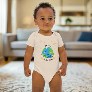 "Be Kind to Our Planet" Organic Cotton Baby Onesie - Post & Poppy
