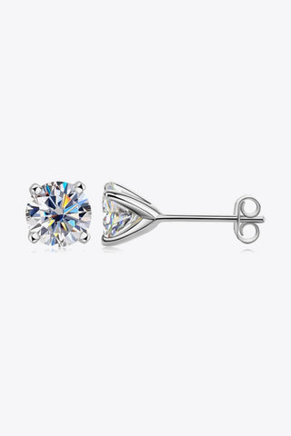 925 Sterling Silver 1 Carat Moissanite 4 - Prong Stud Earrings - Post & Poppy