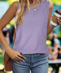 Eyelet Round Neck Tank - Post & Poppy