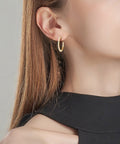 Inlaid Moissanite 925 Sterling Silver C - Hoop Earrings - Post & Poppy