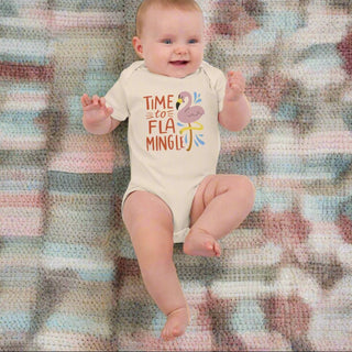 "Time to Flamingle" Baby Onesie – Organic Cotton Flamingo Bodysuit - Post & Poppy