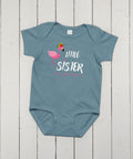 Flamingo "Little Sister" Baby Onesie – Soft Cotton Infant Bodysuit - Post & Poppy