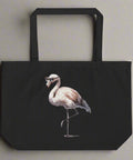 Organic Cotton Flamingo Tote Bag – Black Reusable Shopping Bag - Post & Poppy