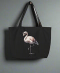 Organic Cotton Flamingo Tote Bag – Black Reusable Shopping Bag - Post & Poppy